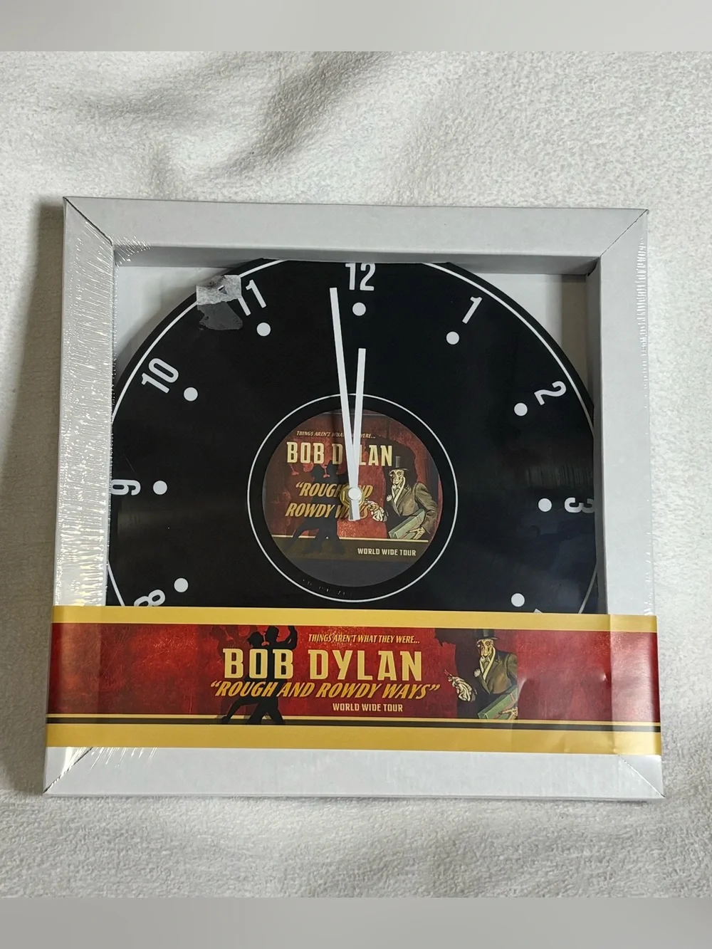 dylan Black and Red Vinyl Wall Clock with Tour Art
